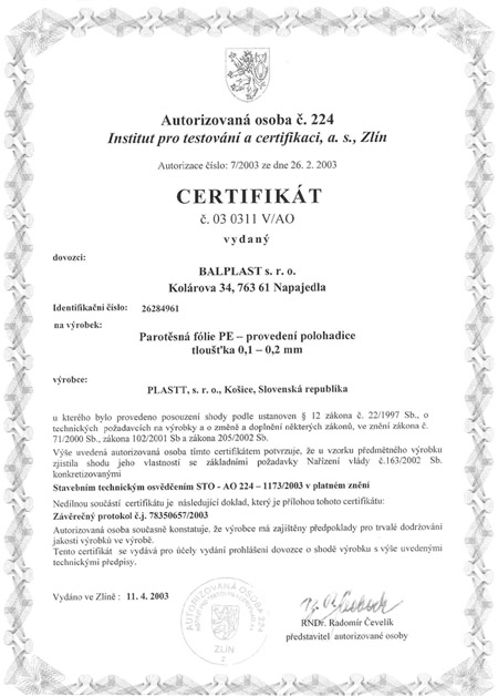 certifikát